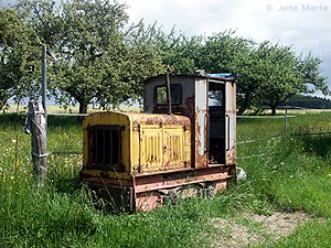 Gmeinder 3606/1942 war zeitlebens im Westerwald im Einsatz, hier fotografisch festgehalten in Mogendorf am 22.05.2004. Foto: Jens Merte.